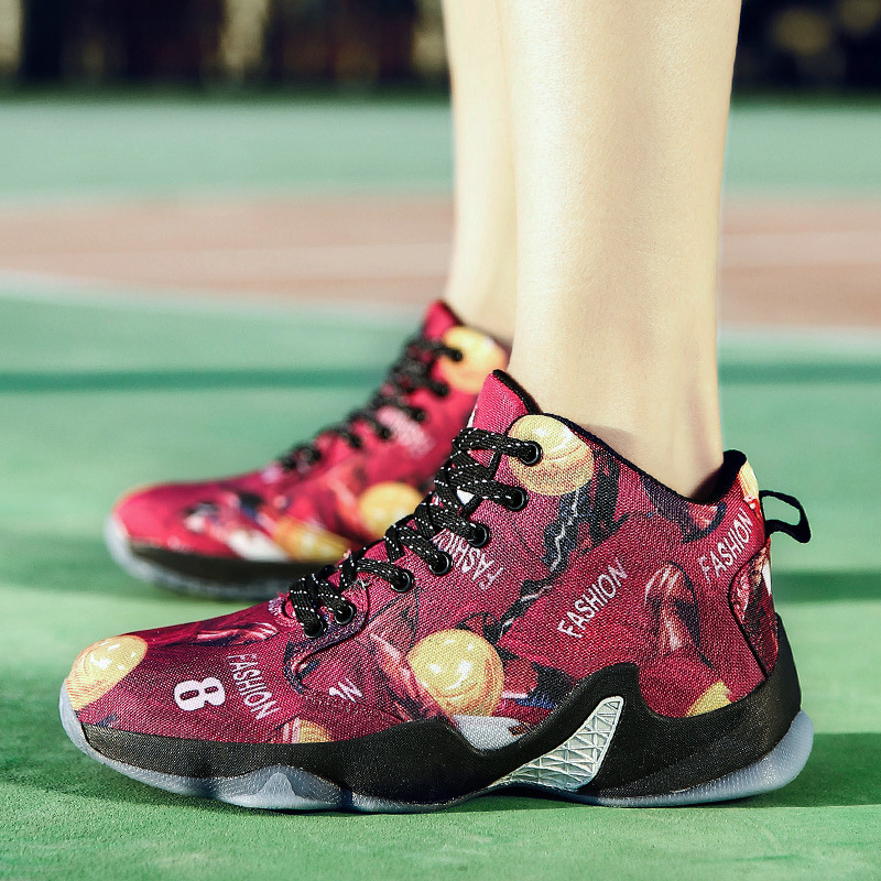 学生篮球鞋男迷彩球鞋高帮战靴儿童运动男球鞋透气嘻哈鸳鸯鞋男潮|ru