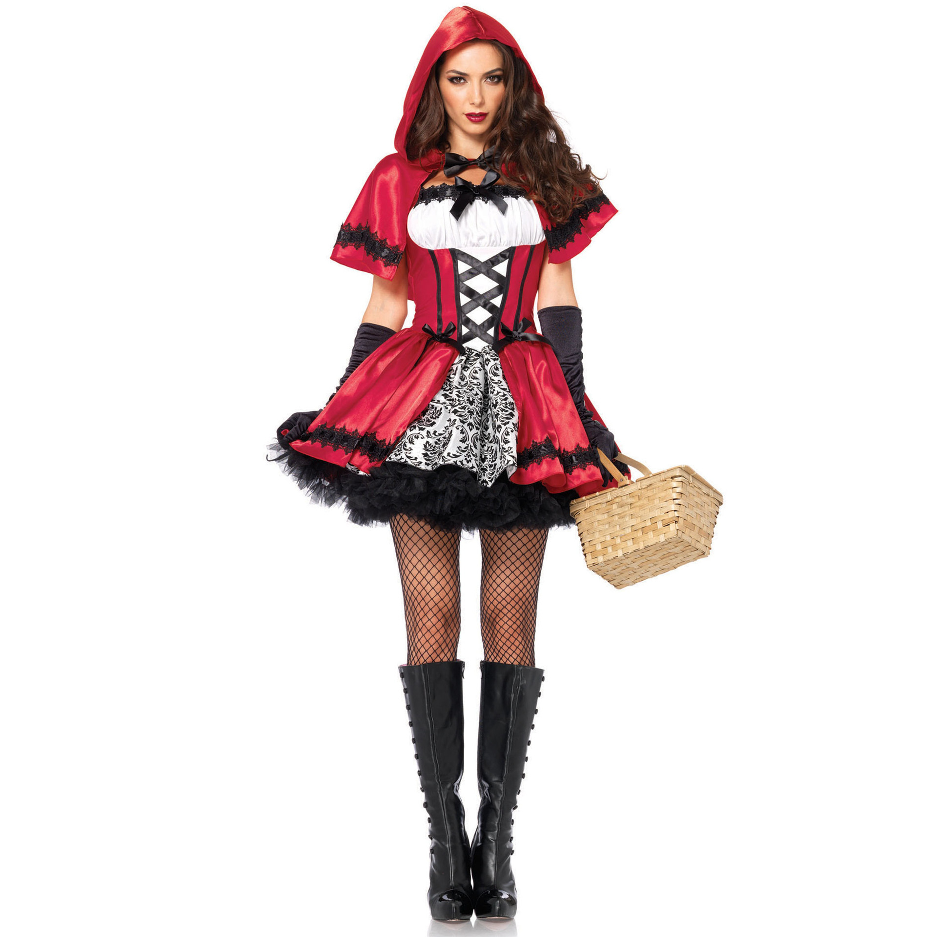 Little Red Riding Hood Costume for Women Fancy Adult Halloween Cosplay Fantasia Carnival Fairy Tale Size M-XXL Girl Dress+Cloak