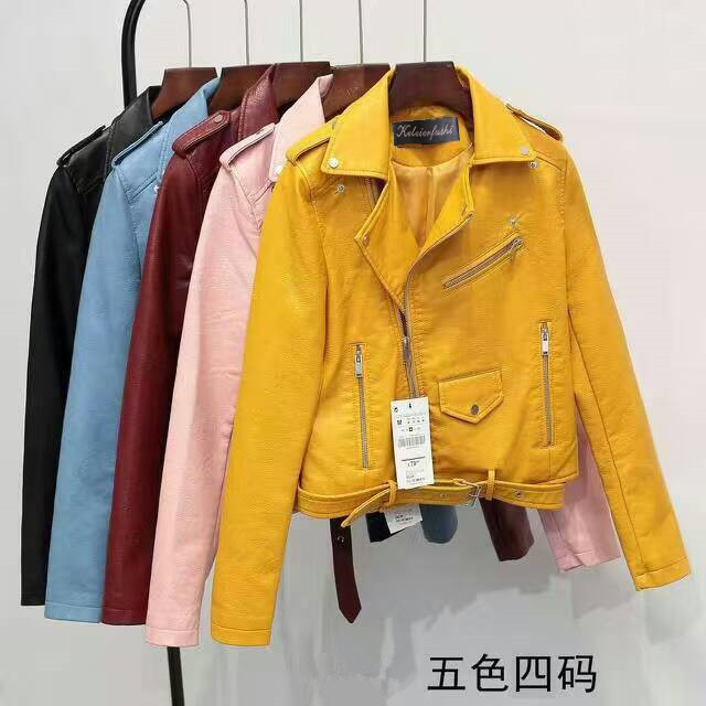 2023 New Slim Fit Leather Women's Short Coat pu Jacket Korean Bike Clothing Spring Women's Fashion