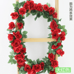 Artificial rose vine, faux flower vines, decorative pipe wraps, living room accents—crafted from plastic and designed to mimic the elegance of real flowers.