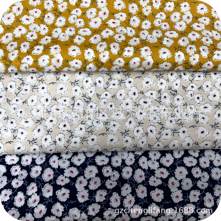 小清新连衣裙印花面料 小白花 碎花衬衫印花布 全棉平纹活性印花
