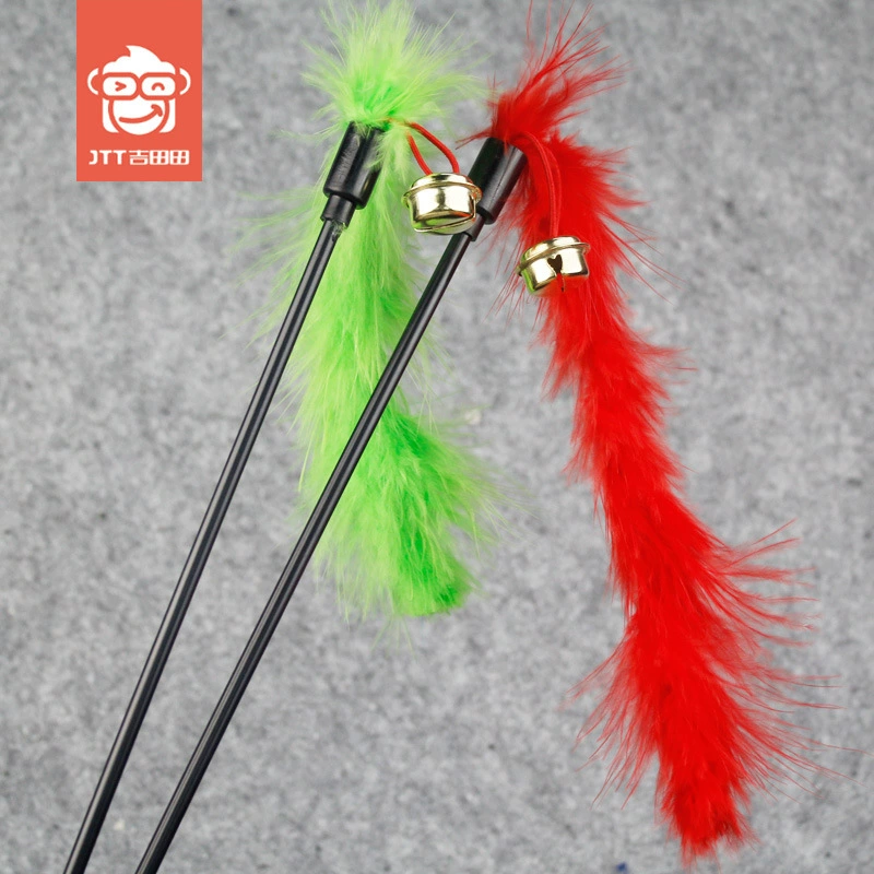 6 длинных перьев кошка палочка Кошка Интерактивная игрушка колокольчик дразнить кошка игрушка