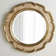 电视背景墙面太阳装饰镜框复古客厅镜子过道走廊圆形挂镜玄关镜