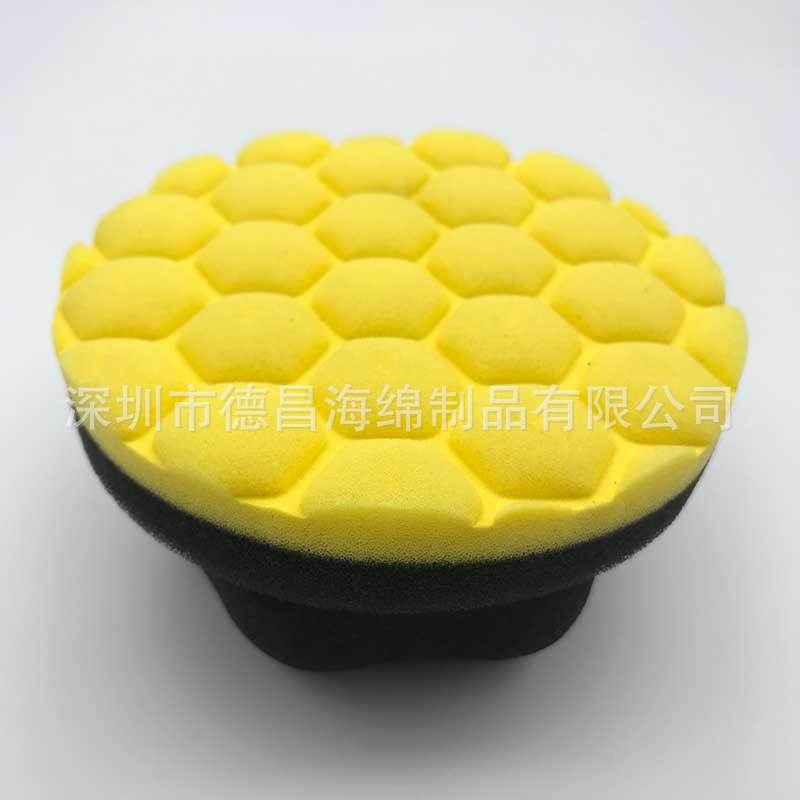 黄色锥形抛光海绵汽车轮胎轮毂 抛光海绵轮 波峰圆盘海绵