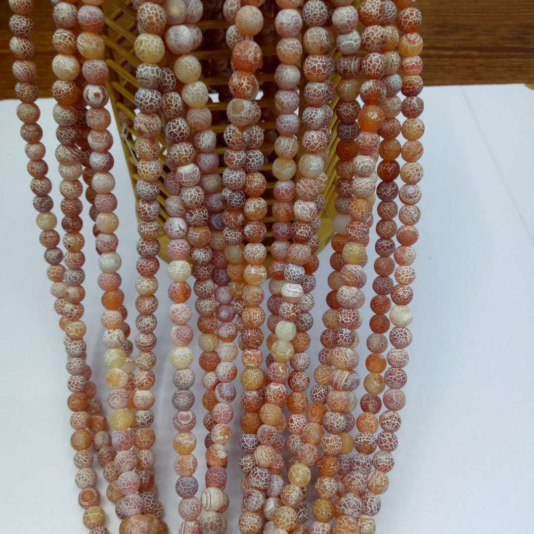 Wholesale of semi-finished products of Buddhist seven-treasure natural weathered agate beads, red frosted agate beads, DIY bracelets with beads detail image 6