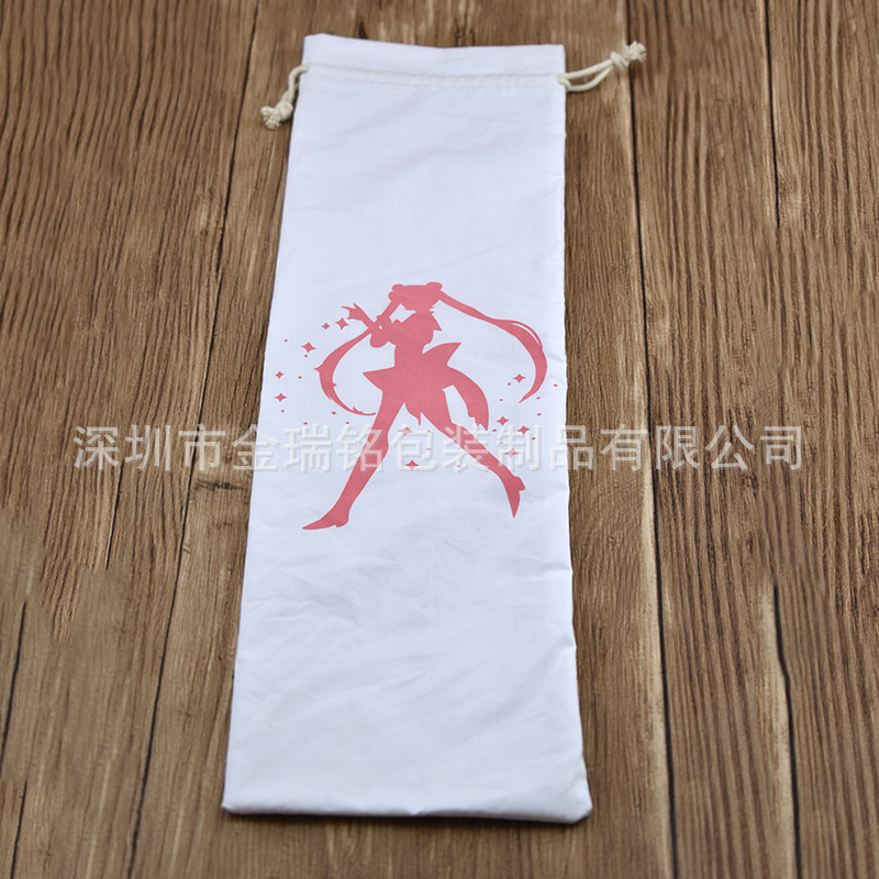 厂家直供供应卡通束口全棉布袋 礼品棉布包  白色棉布条束口袋