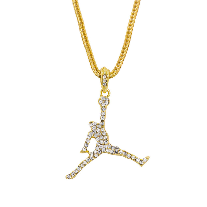 Amazon hot new hip hop alloy full diamond necklace slam dunk pendant necklace jewelry