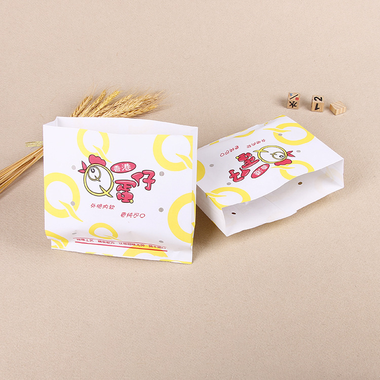 厂家直销 淋膜防油纸袋 防油食品包装纸袋子批发 鸡蛋仔纸袋 定做