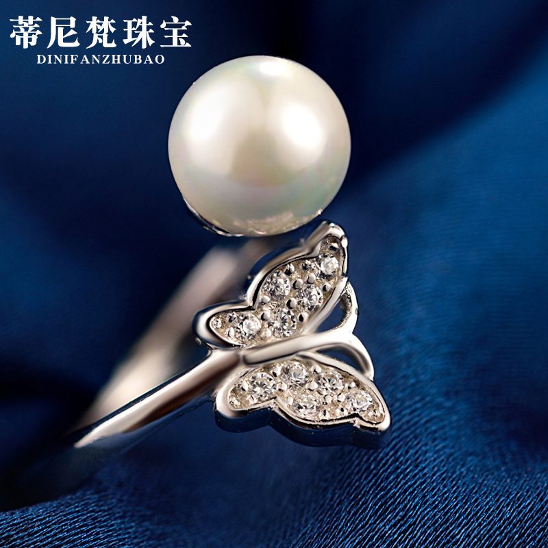 S925 anillo de plata abalorios pulsera de perlas de las mujeres multi-estilo abierto anillo de plata regalo de la joyería creativa al por mayor