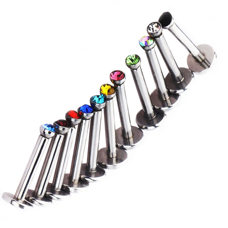 16G labret stud size and finish detail