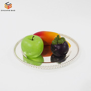 欧式金属镀银珠点圆形托盘蛋糕盘 食物盘烘培派对KTV婚庆酒店用品