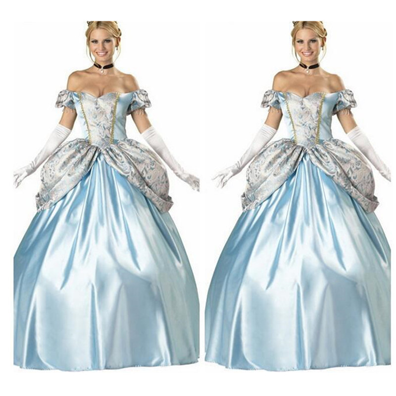 Halloween Women's European Court Sissi Princess Fluffy Dress Snow White Cinderella Uniform Long Evening Costume