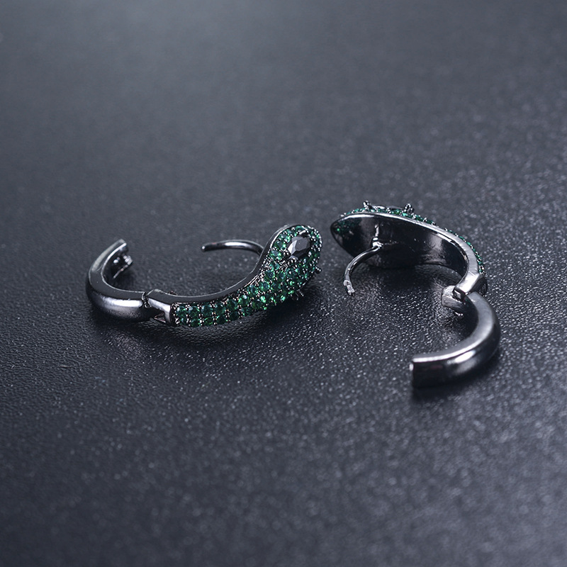 15g Weight Earrings Classification Housewarming, Anniversary, Business, Wedding, Travel, Birthday, Festival Occasion Copper Material Women'S Gender Plating Design Fashion Style Green, Gold, Silver Color New Snake-shaped Earrings With Delicate Zircon Earrings 6