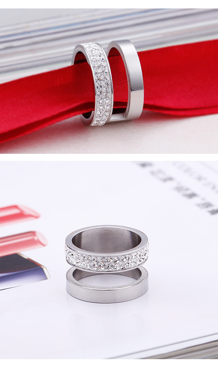 New Simple Hollow Double-layer Zircon-studded Stainless Steel Ring Wholesale Nihaojewelry display picture 2