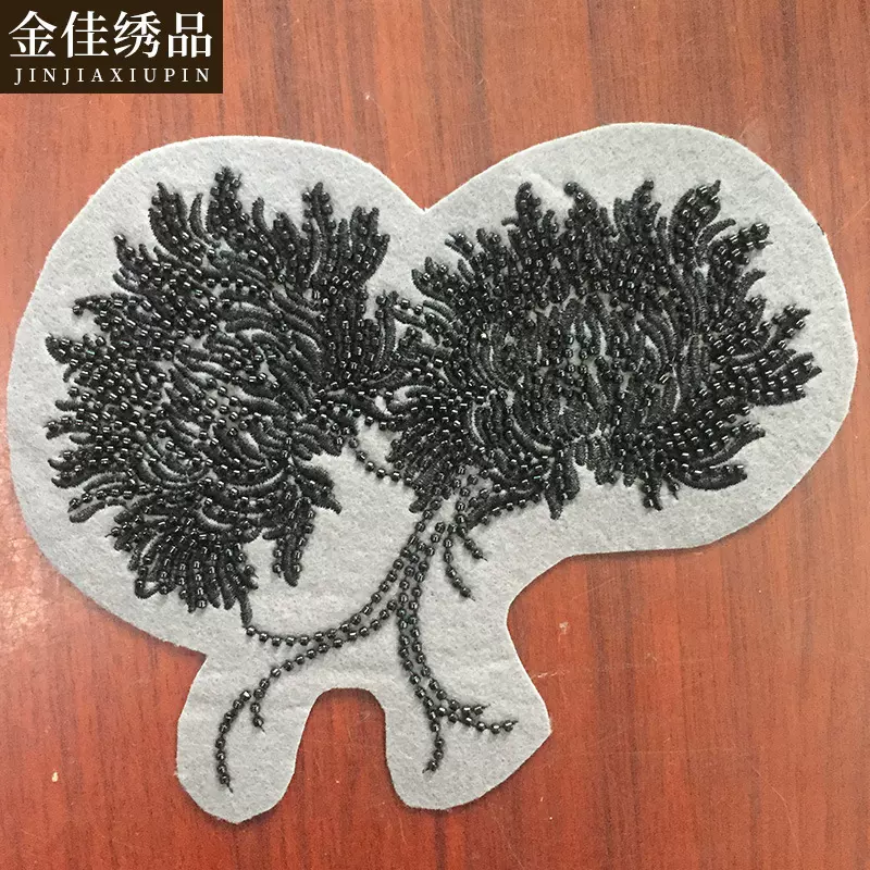 定制男女服装辅料珠片绣 儿童珠绣布贴衣服帽子钉珠绣刺绣臂章