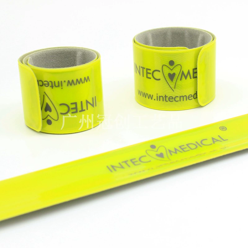 Флуоресцентный желтый светоотражающие хлопки с пользовательским LOGO подарочные запястья с волшебным кружком на заказ