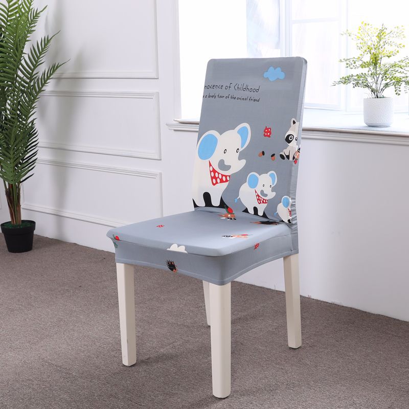 跨境圣诞卡通印花椅子套罩家用通用弹力幼儿园半包靠背餐椅套批发