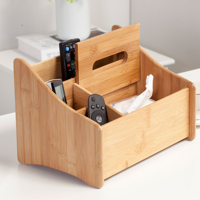 天碟 纸巾盒定制 木质客厅遥控器控竹制收纳盒整理置物架抽纸巾盒