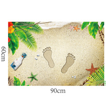 9298仲兰新款3D海滩卧室客厅地板装饰防水可移除透明膜墙贴画