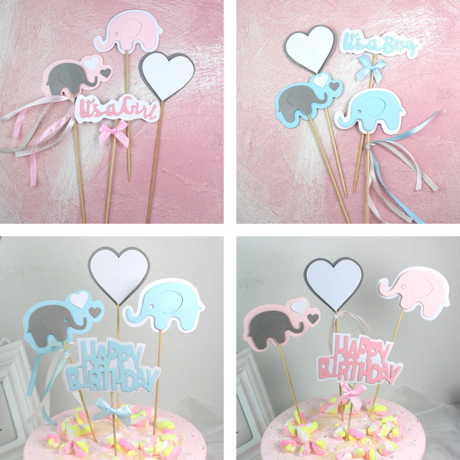 baking Cake decorate baby celebrate a birthday elephant baby birthday Inserted card birthday party Dessert Dress up