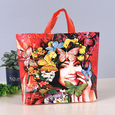 女人花印花手提塑料包装袋订做女装鲜艳礼品购物袋子批发包邮定做