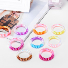 厂家批发时尚段染电话线发圈新款韩版发圈头饰简约电话线发圈