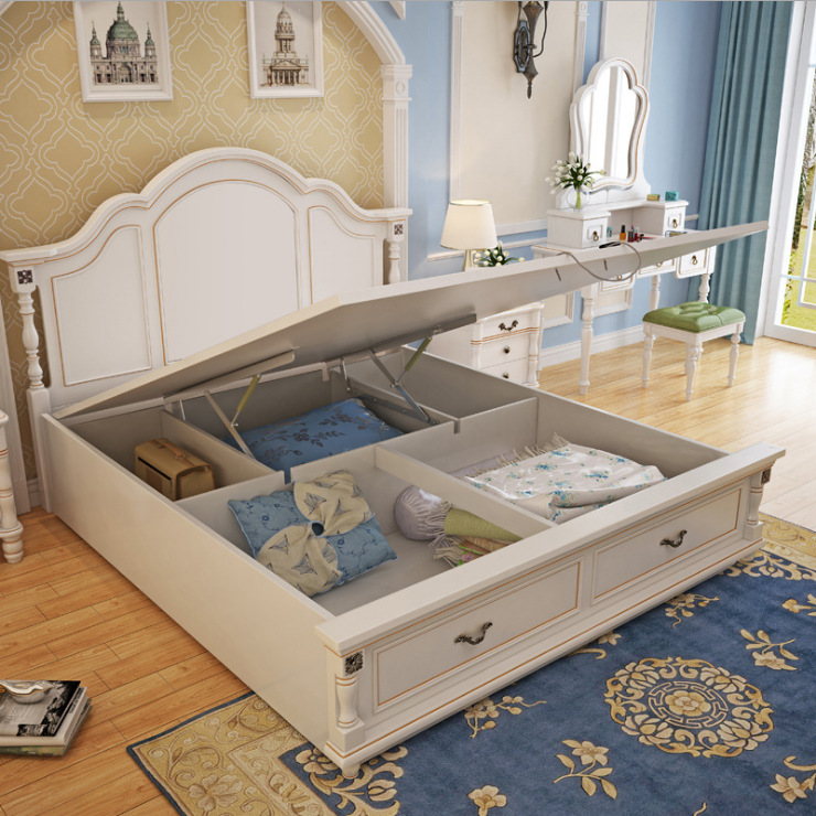 欧式床双人床美式实木橡木支柱婚床1.5米1.8米简欧奢华主卧|ru