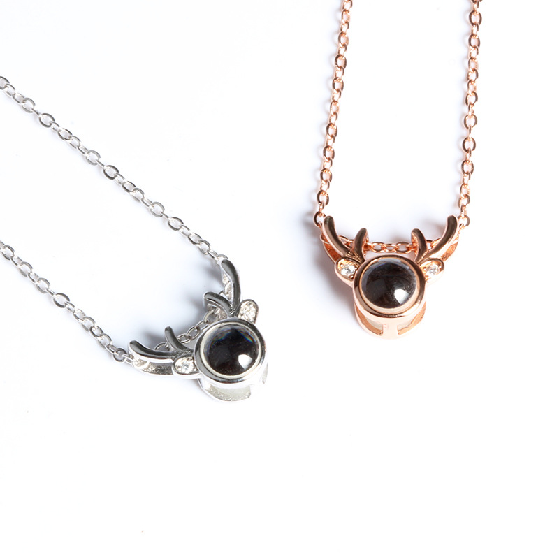 925 Silver Mini Antlers Projection Necklace Has Your Elk Personality All-match Cute Female Student Clavicle Chain