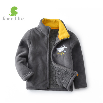 韓版秋裝寶寶卡通風外套搖粒絨加絨童裝上衣廠家支持代發WY1611