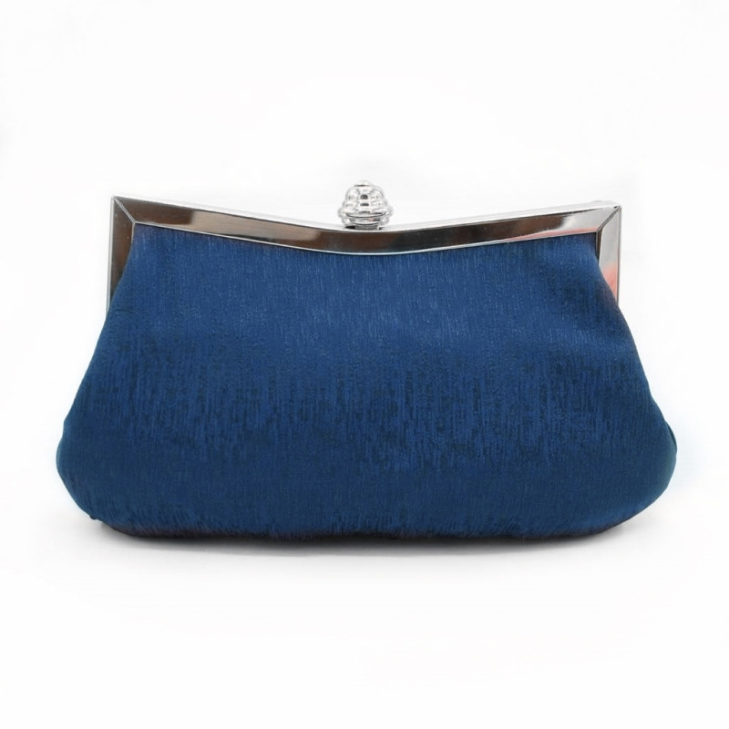 Túi clutch dạ tiệc satin đính đá rhinestone cho cô dâu — Màu trắng, Màu đỏ, Màu tím, Màu xanh đậm chi tiết 4
