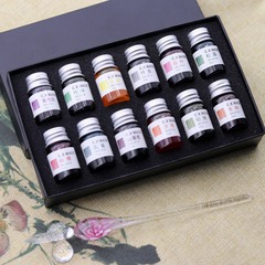 Gold-foiled Colorful Ink Set Gift Box 24 Solar Terms Ancient Style Colorful Ink Writing and Painting Non-carbon Starry Sky Dip Ink Gift Pen