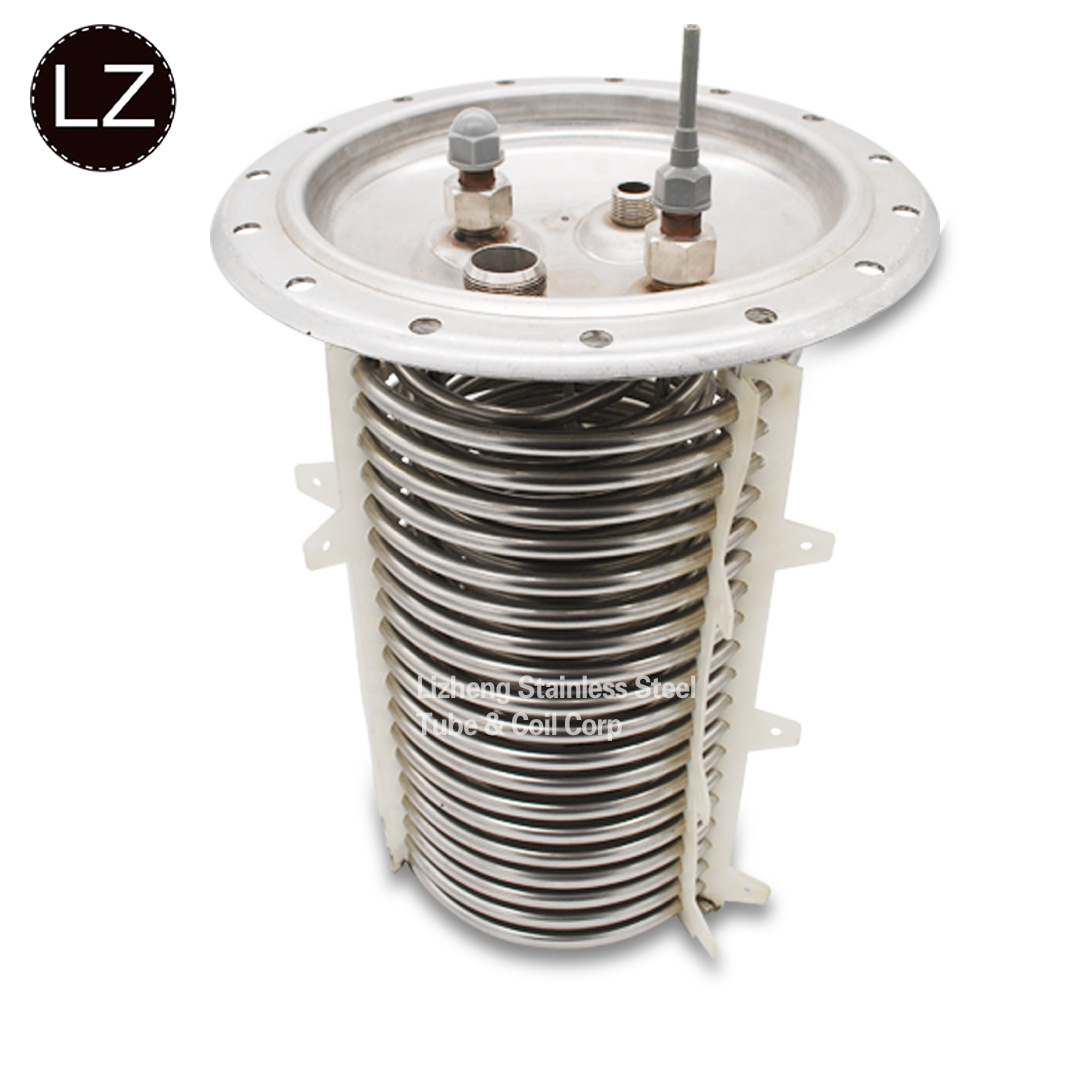 定制加工啤酒饮料螺旋管盘管换热器 用于啤酒冷却卫生不锈钢盘管