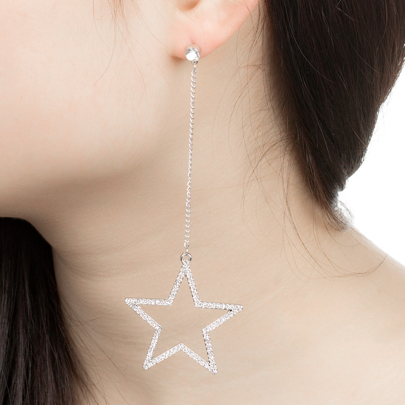fashion full diamond heartshaped long tassel earrings wholesalepicture2