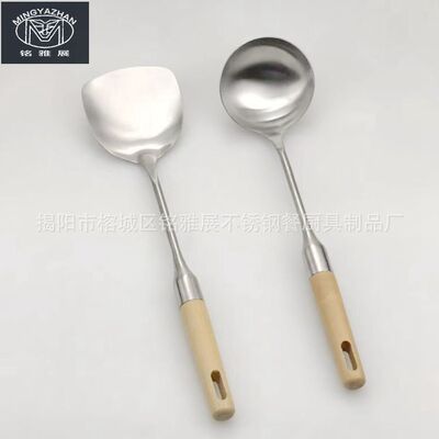 Manufactor Direct selling Jieyang Stainless steel Wooden handle Spatula Spatula cooking Kitchenware wholesale