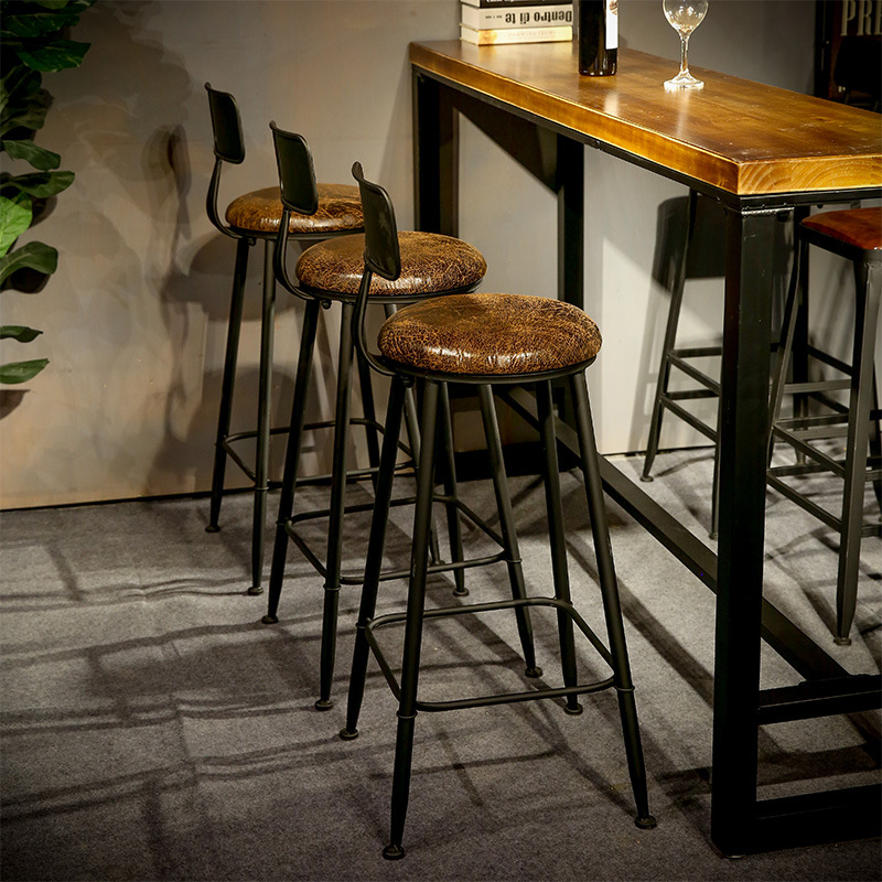 现代简约酒吧桌椅高脚凳做旧吧台椅接待靠墙桌休闲吧台桌家用长桌