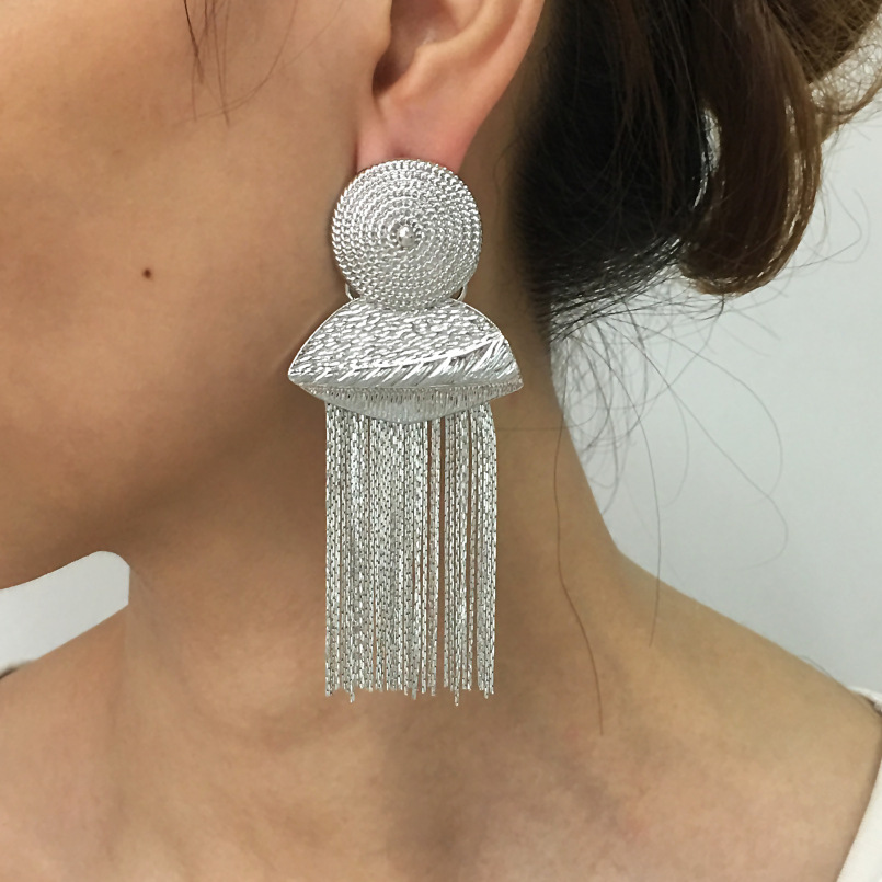 Retro Round Tassel Alloy Plating Women's Drop Earrings 1 Pair display picture 2