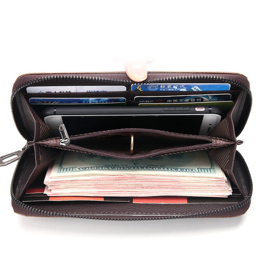 Men's Long Wallet Zipper Wallet Phone Bag Multi Card Slot Youth Money Clip Card Holder Fashion Handbag
