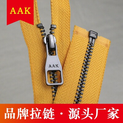 [AAK品牌拉链厂家批发-3号金属克叻定方牙做货制时尚开尾颜色拉链]