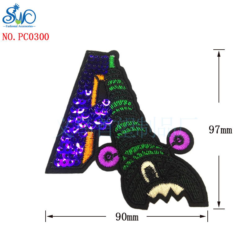 字母系列新款布贴 服饰辅料欧美风推荐 刺绣背胶补丁布贴