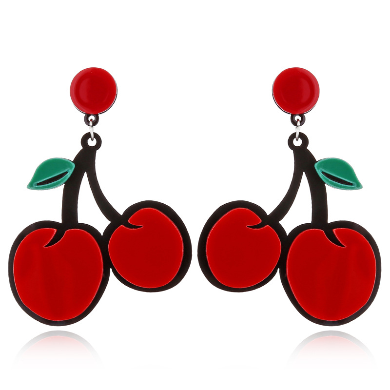 Nihaojewelry Bijoux En Gros Simple Fruit Pastèque Fraise Citron Cerise Boucles D'oreilles display picture 10