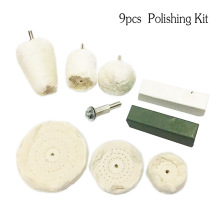 9Pcs Polishing Kit 跨境6MM带柄布轮 金属镜面抛光布轮 绒布轮