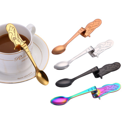 Creative stainless steel 304 mermaid Spoon suspension Coffee spoon colour Jam Mug Stirring spoon