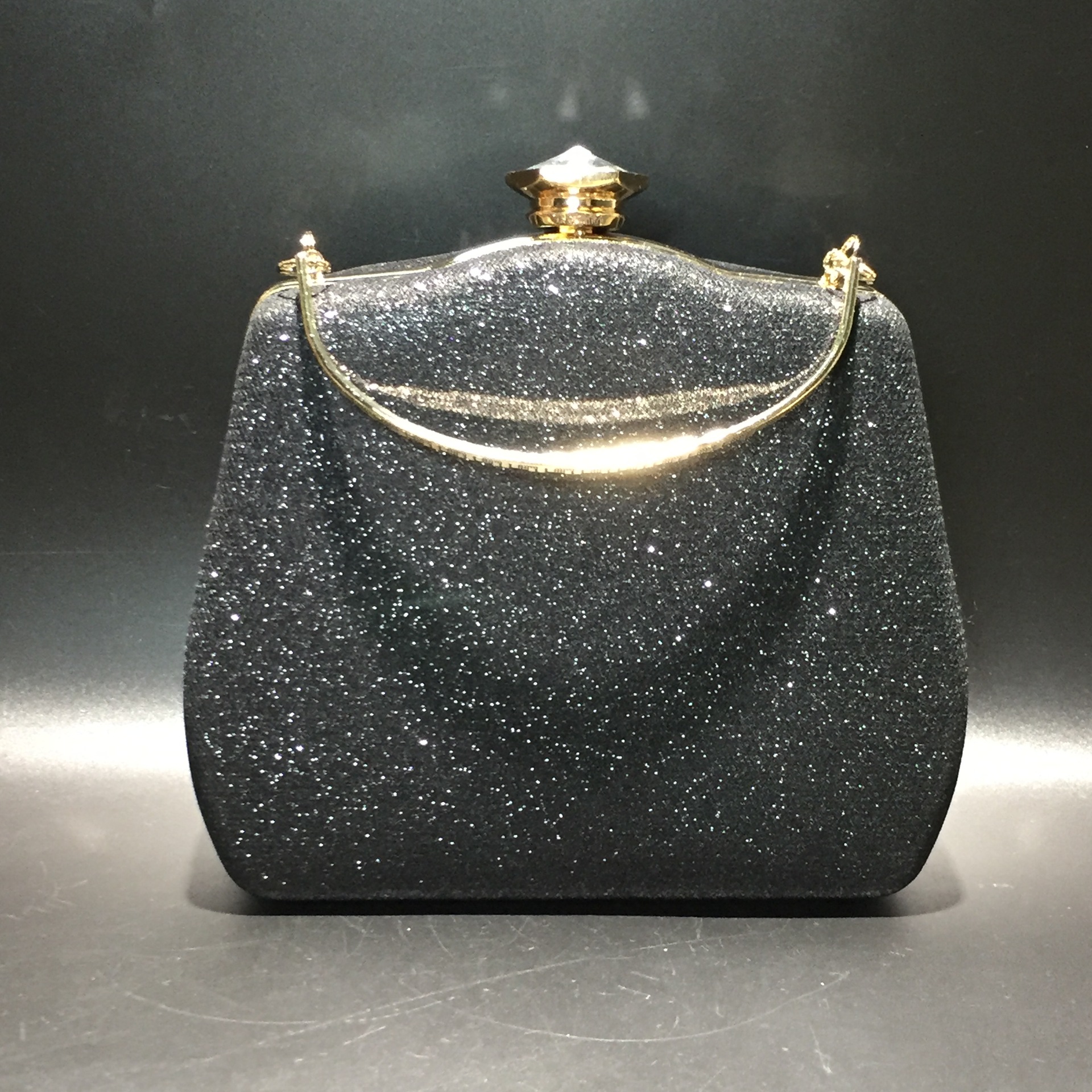 Blue Black Gold Pu Leather Solid Color Rhinestone Evening Bags display picture 17