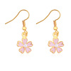 Fresh fuchsia earrings from pearl, ear clips, Japanese and Korean, flowered, Korean style, no pierced ears