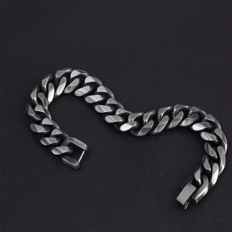 Retro Geometric Solid Color Titanium Steel Stoving Varnish Men's Bracelets display picture 4