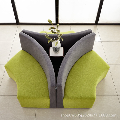 异形沙发弧形沙发组合简约现代办公休闲接待会客创意半圆沙发茶几|ru