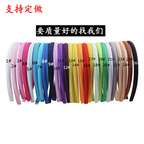 Satin 1cm baby headband plastic handmade satin hairpin children's hair accessories headdress diy jewelry accessories
