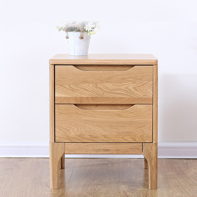 厂家直销北欧收纳柜 实木床头柜 二斗柜 橡木双抽柜卧室实木家具|ms