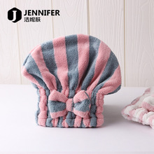 工厂批发超细纤维条纹干发帽 强力吸水免吹干浴帽加厚可爱干发帽