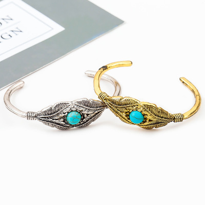 23g Weight No Inlaid Inlay Material Housewarming, Anniversary, Business, Wedding, Travel, Birthday, Festival Occasion Copper Material Leaf Pattern Women'S Gender Fashion Style Gold, Silver Color Copper Leaf No Inlaid Copper Bracelets 12